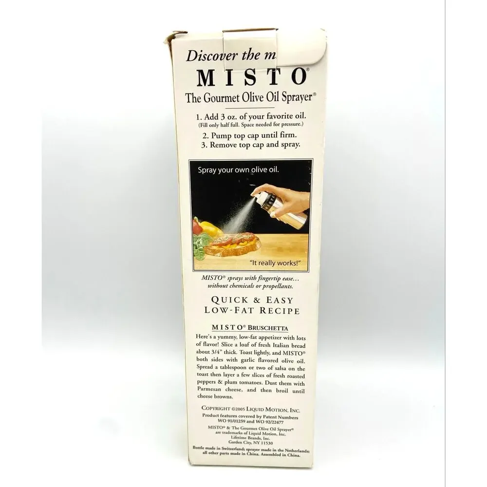 MISTO The Gourmet Olive Oil Sprayer Non Aerosol Refillable Kitchen NEW READ